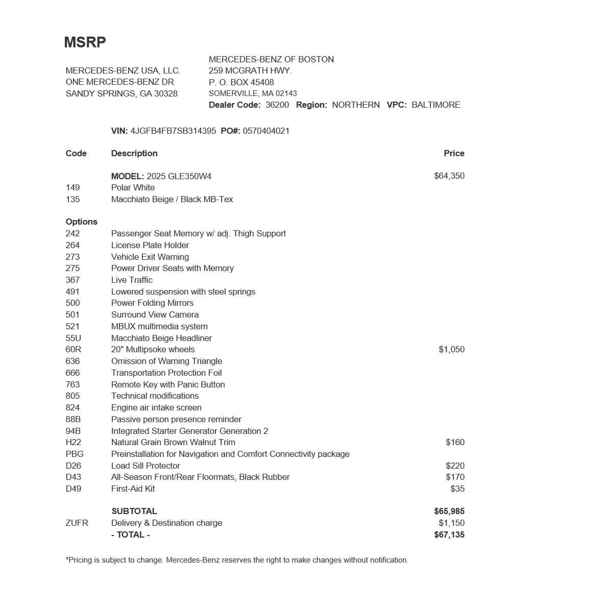 used 2025 Mercedes-Benz GLE 350 car, priced at $60,718
