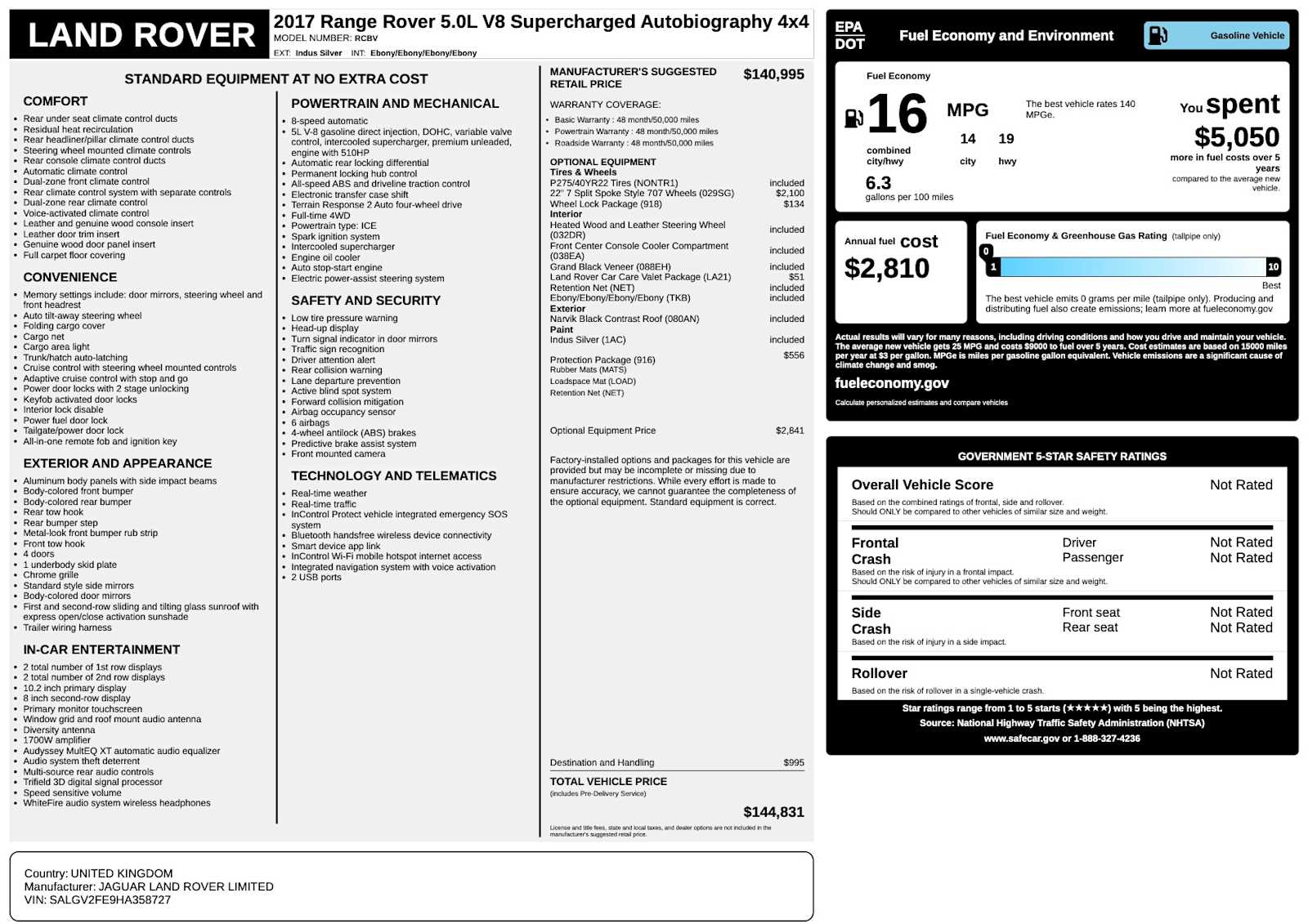 used 2017 Land Rover Range Rover car, priced at $30,988