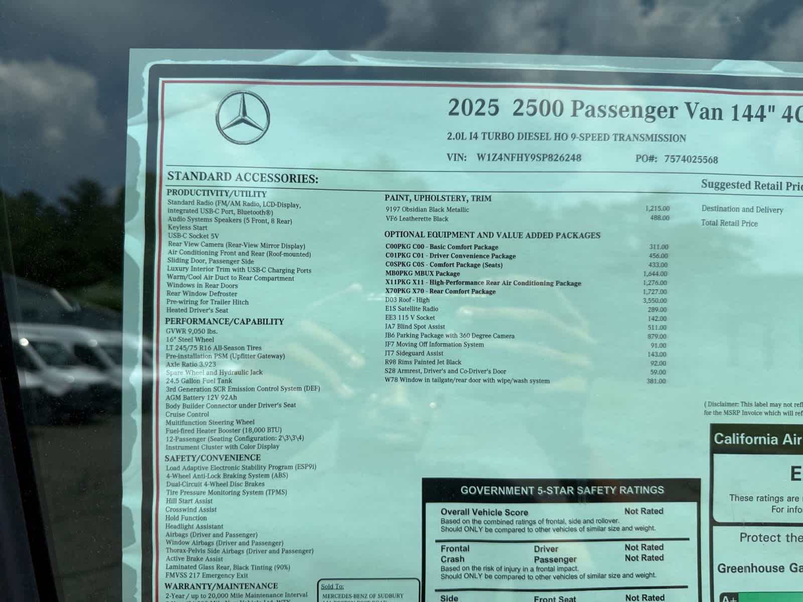 new 2025 Mercedes-Benz Sprinter 2500 car